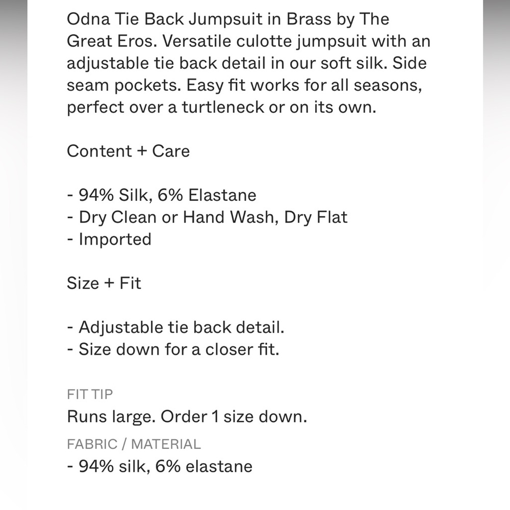 The Great Eros® Silk Odna Tie-Back Jumpsuit Brass color - Picture 4 of 15